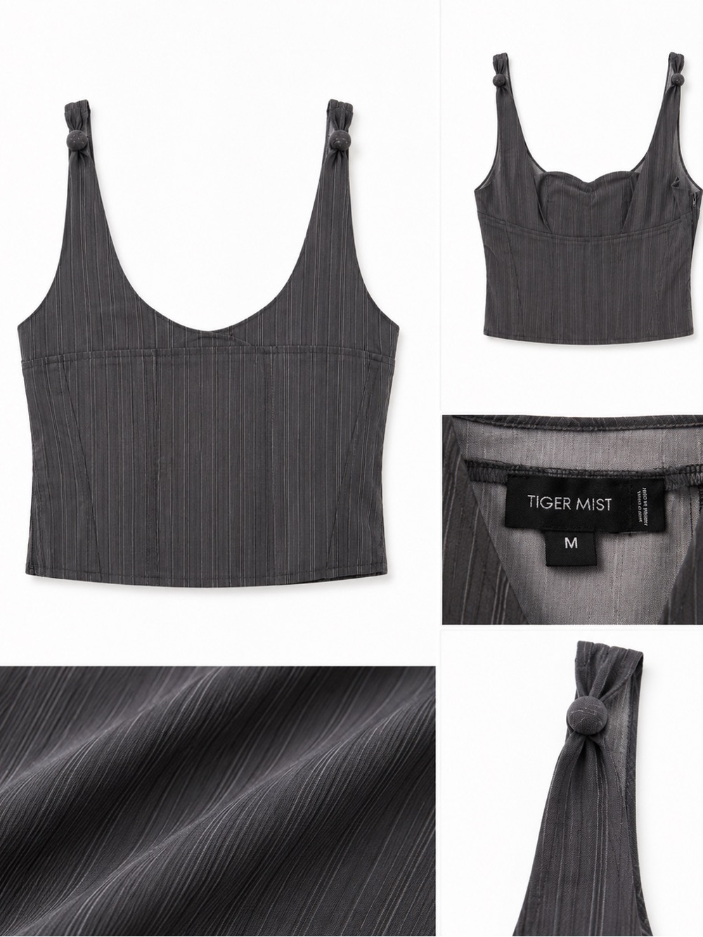 Tiger Mist Charcoal Pinstripe Cropped Tank